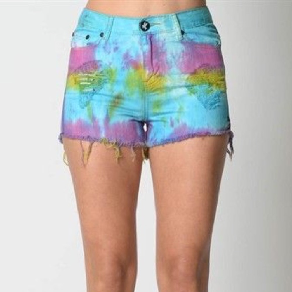 ONE TEASPOON CUT OFF JEAN SHORT TIE DYE